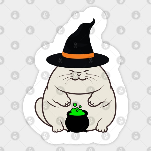 Funny fat cat is wearing a witch costume Sticker by Pet Station